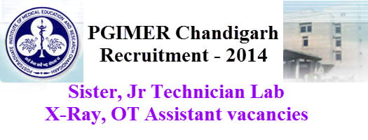 PGIMER Chandigarh Nurse, lab technician jobs 2014