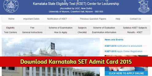 Download Karnataka SET Admit Card 2015