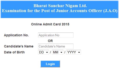BSNL JAO Admit Card