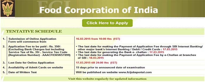 Engg FCI Posts 2015