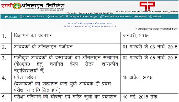 B.ed Entrance Exam 2015