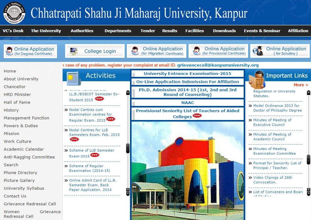 CSJMU Kanpur Scheme 2015
