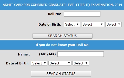 SSC CGL TIER 2 Exam Admit Card 2014
