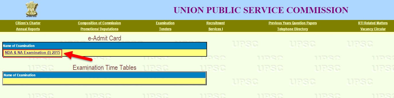 UPSC NDA Exam Admit Card 2015