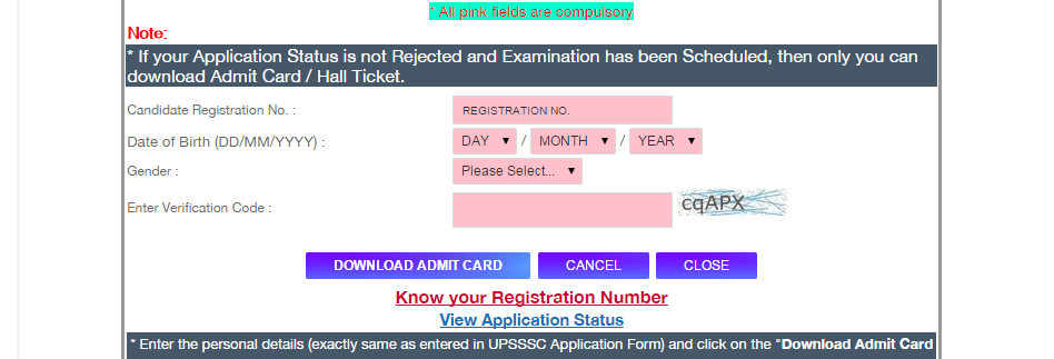 UPSSSC Exam Admit Card 2015