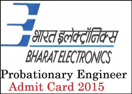 BEL Hall Ticket Admit Card 2015