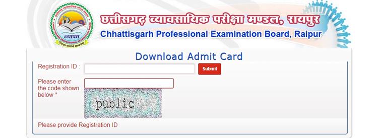 CG Vyapam 18 June Entrance Exam Call Letter 2015