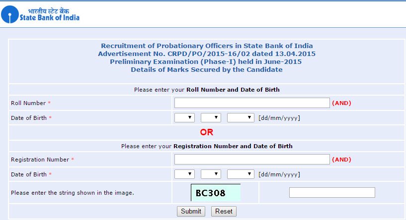 SBI PO Pre Result 2015