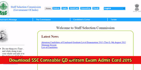 SSC GD constable admit card hall ticket