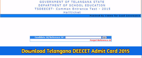 Download Telangana DEECET Admit Card 2015 @tsdeecet.cgg.gov.in