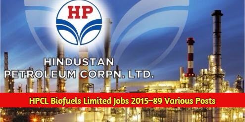 HPCL Biofuels Limited Recruitment 2015–89 Various Posts