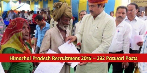 Himachal Pradesh Recruitment 2015 – 232 Patwari Posts