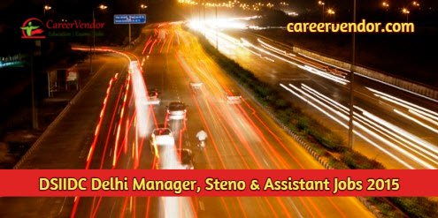 DSIIDC Delhi Manager, Steno & Assistant Recruitment 2015
