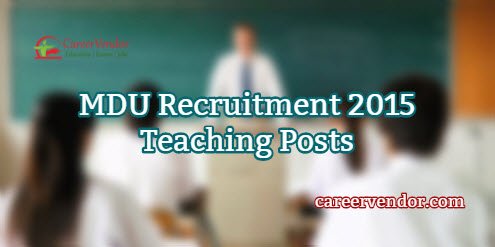 MDU Vacancies 2015 – Teaching Posts