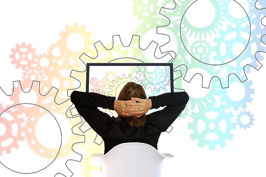 gears, work, relax, relaxation, woman, move, monitor, viewing, rest,  automation | Pxfuel