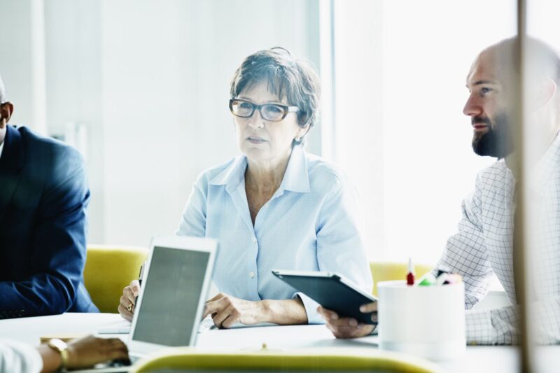 Businesspeople in a team meeting