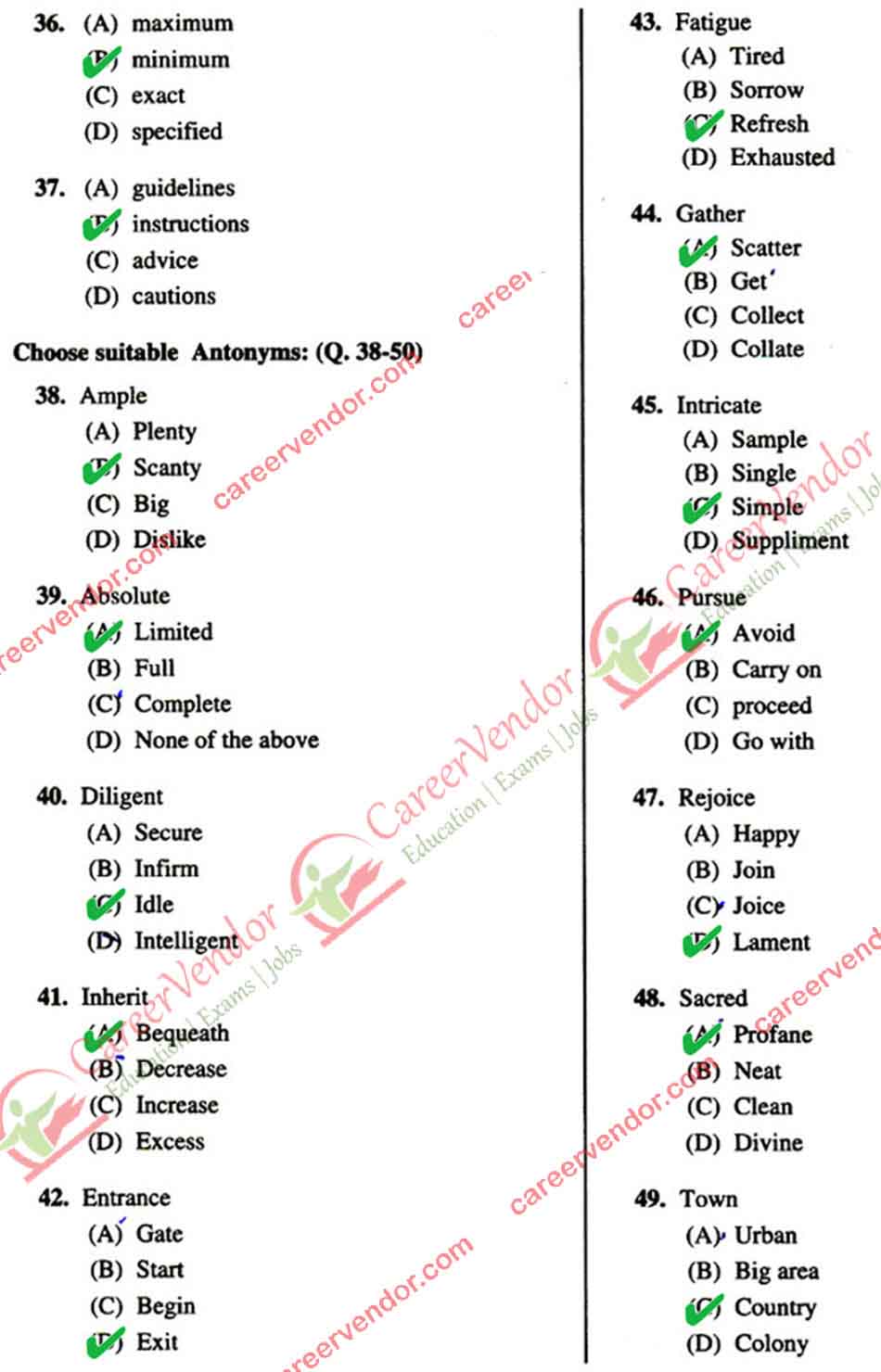 BSNL JAO 2014 Paper 1 Answer Key - Page 4