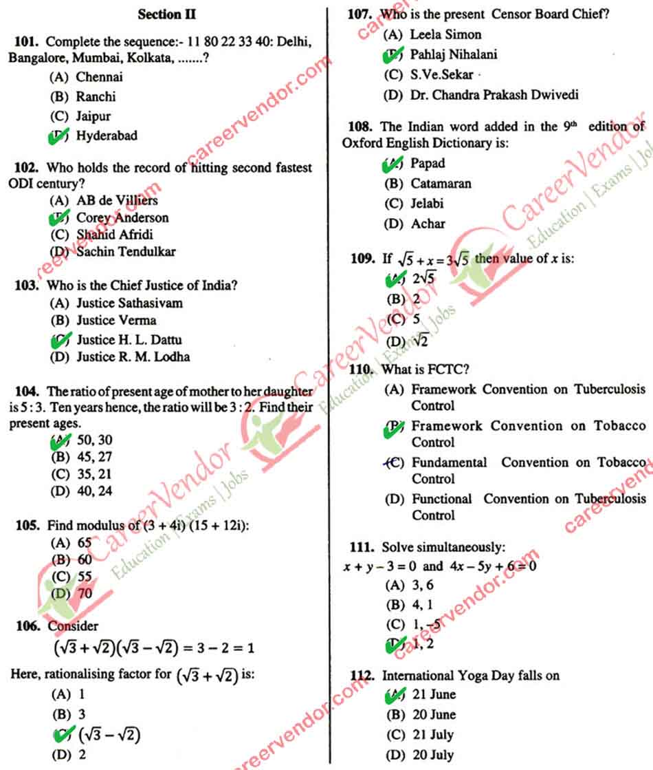 BSNL JAO 2014 Paper 1 Answer Key - Page 9