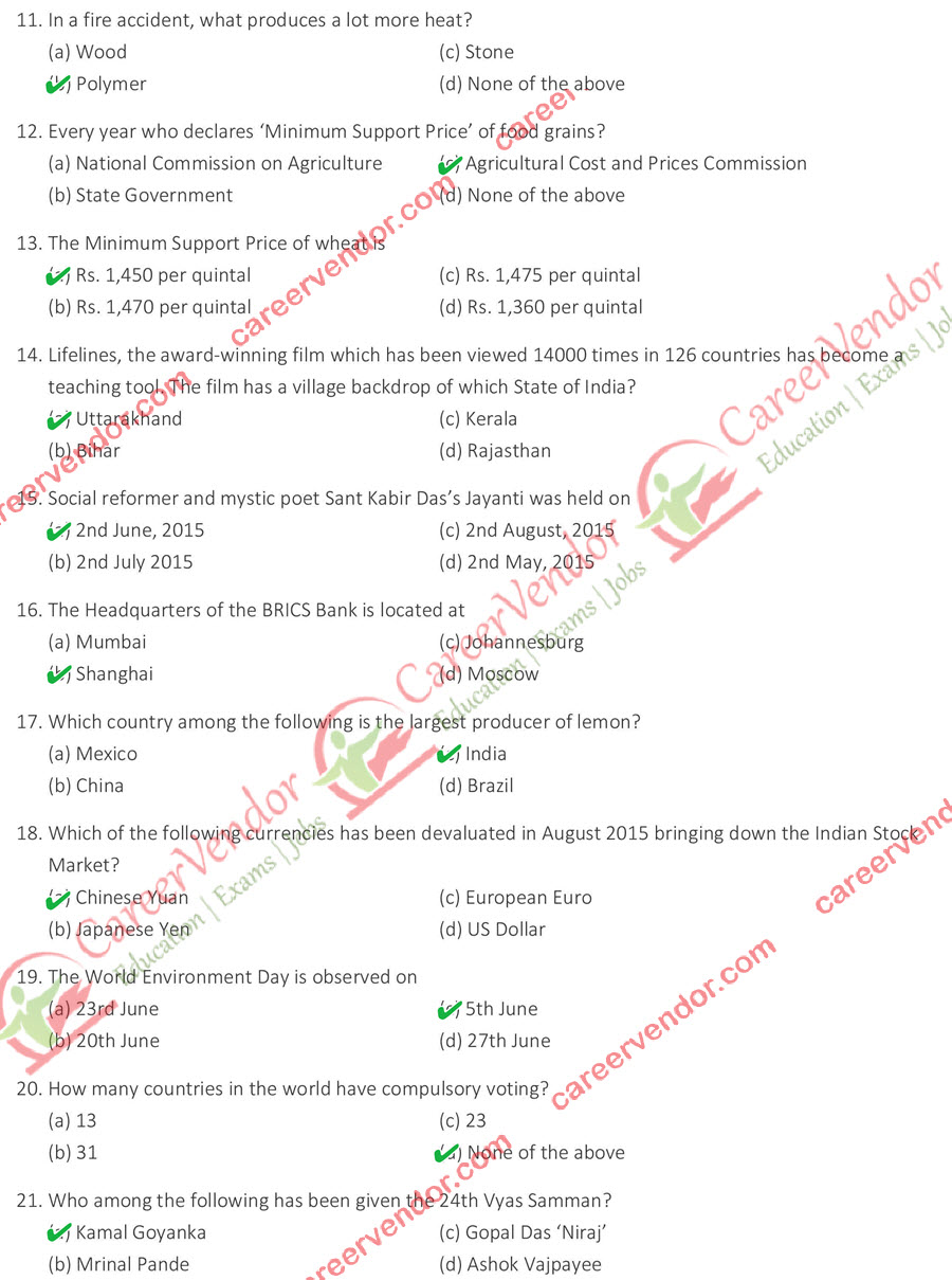 Chakbandi Lekhpal 08 Nov 2015 Morning Shift Answer Key - Page 2