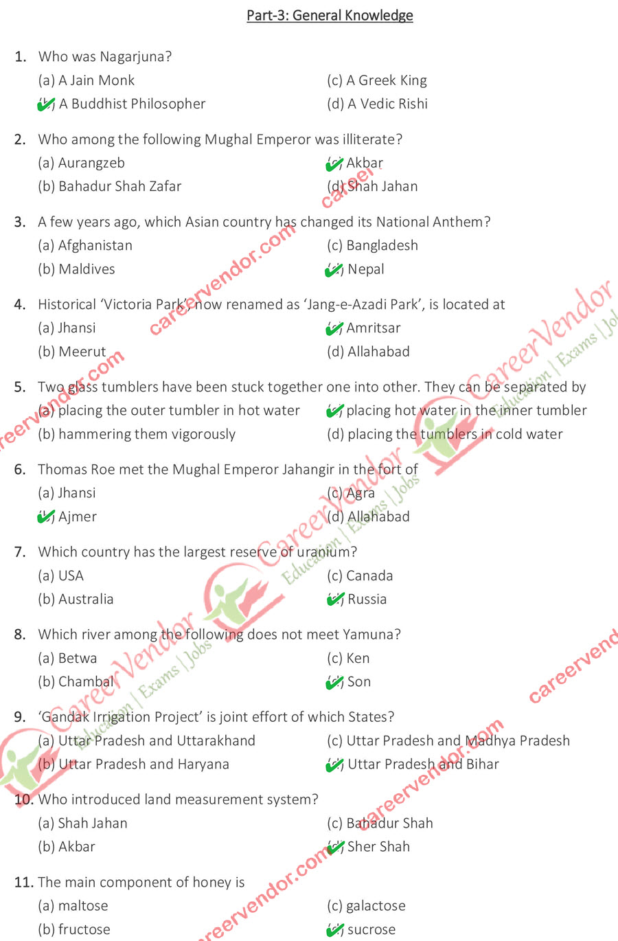 Chakbandi Lekhpal 08 Nov 2015 Morning Shift Answer Key - Page 1