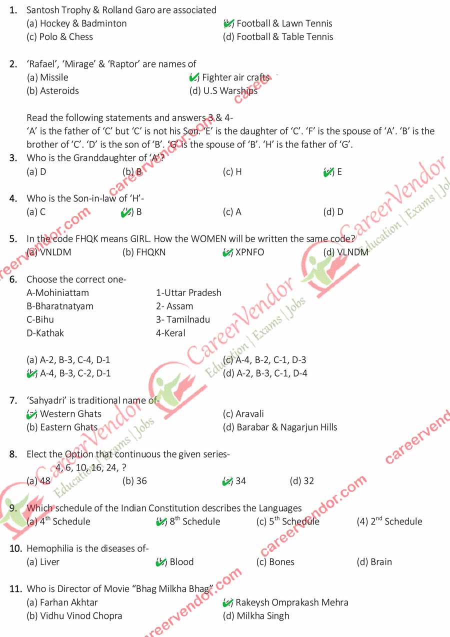 Haryana Postman Mailguard answers key - Page 1