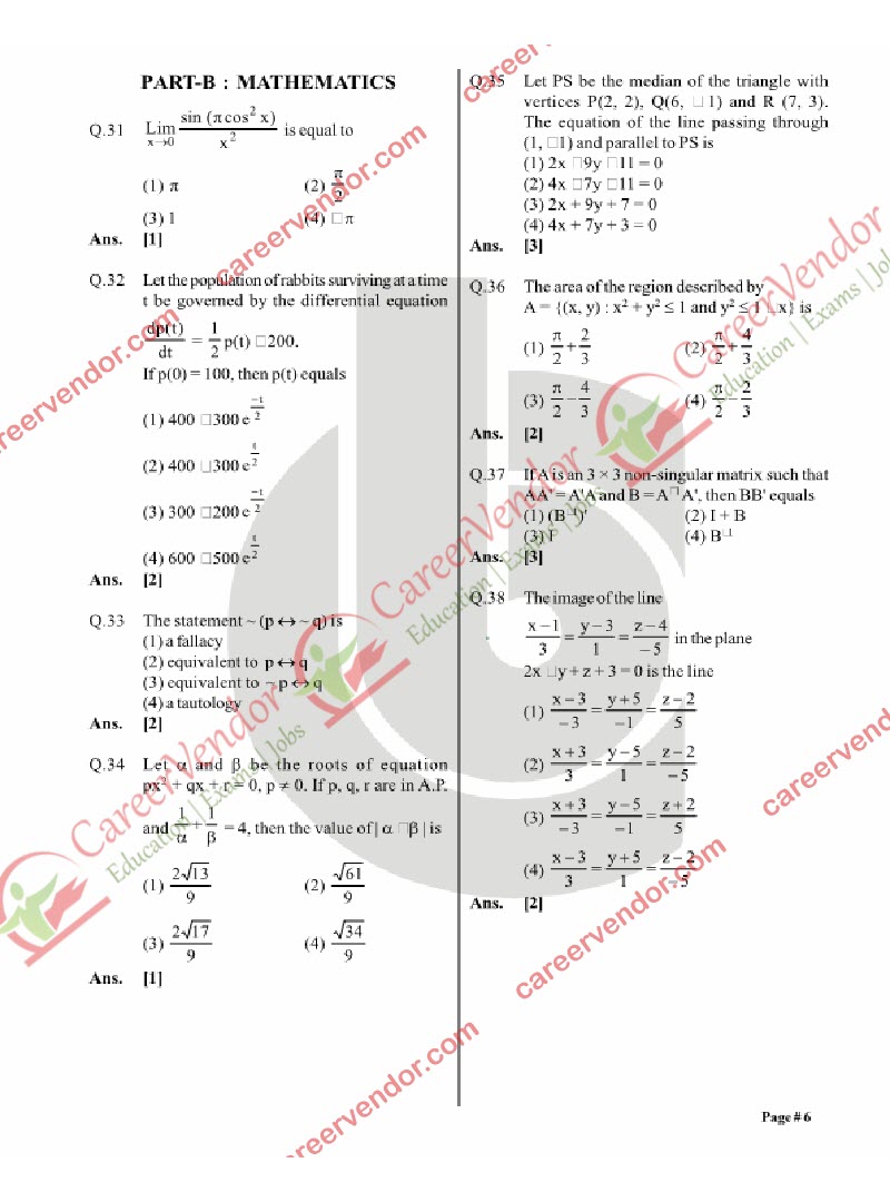 IIT JEE Mains 2014 answer key - Page 6