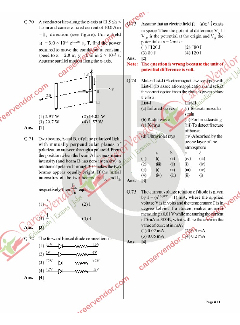 IIT JEE Mains 2014 answer key - Page 11