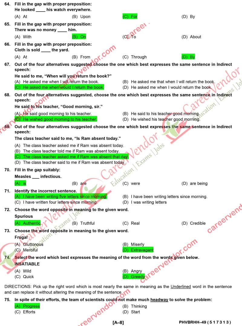 IPO BIHAR 2014 Answers - Page 08