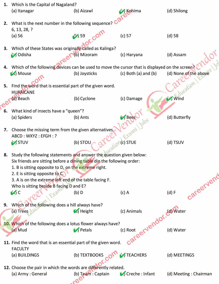 Jharkhand Forest Guard 2015 answer key - Page 1