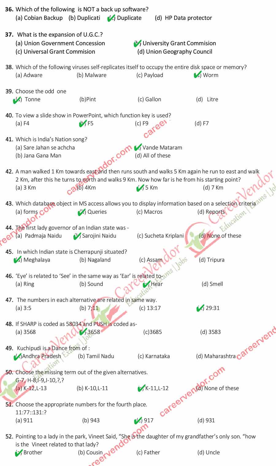 Jharkhand Forest Guard 2015 answer key - Page 4