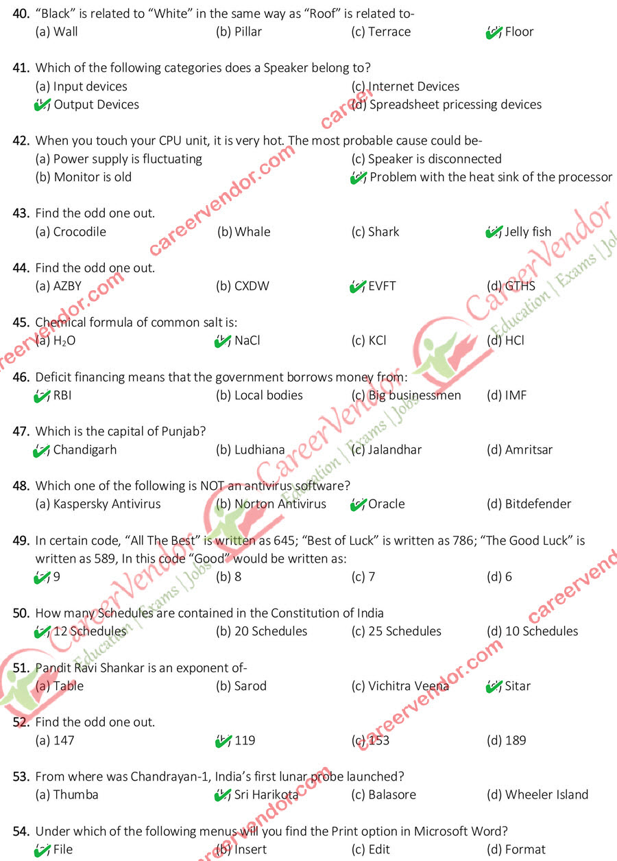 JSSC Assistant Sachivalaya Sahayak Answer Key - Page 4