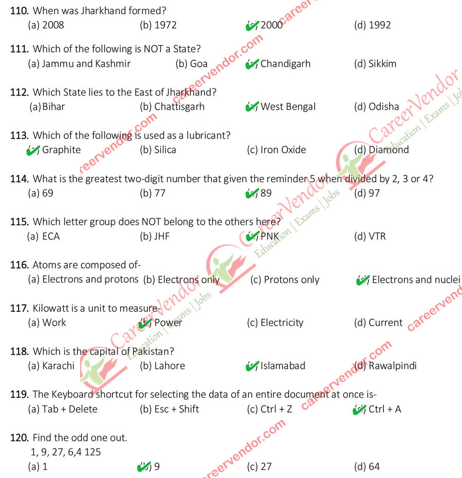 JSSC Assistant Sachivalaya Sahayak Answer Key - Page 9