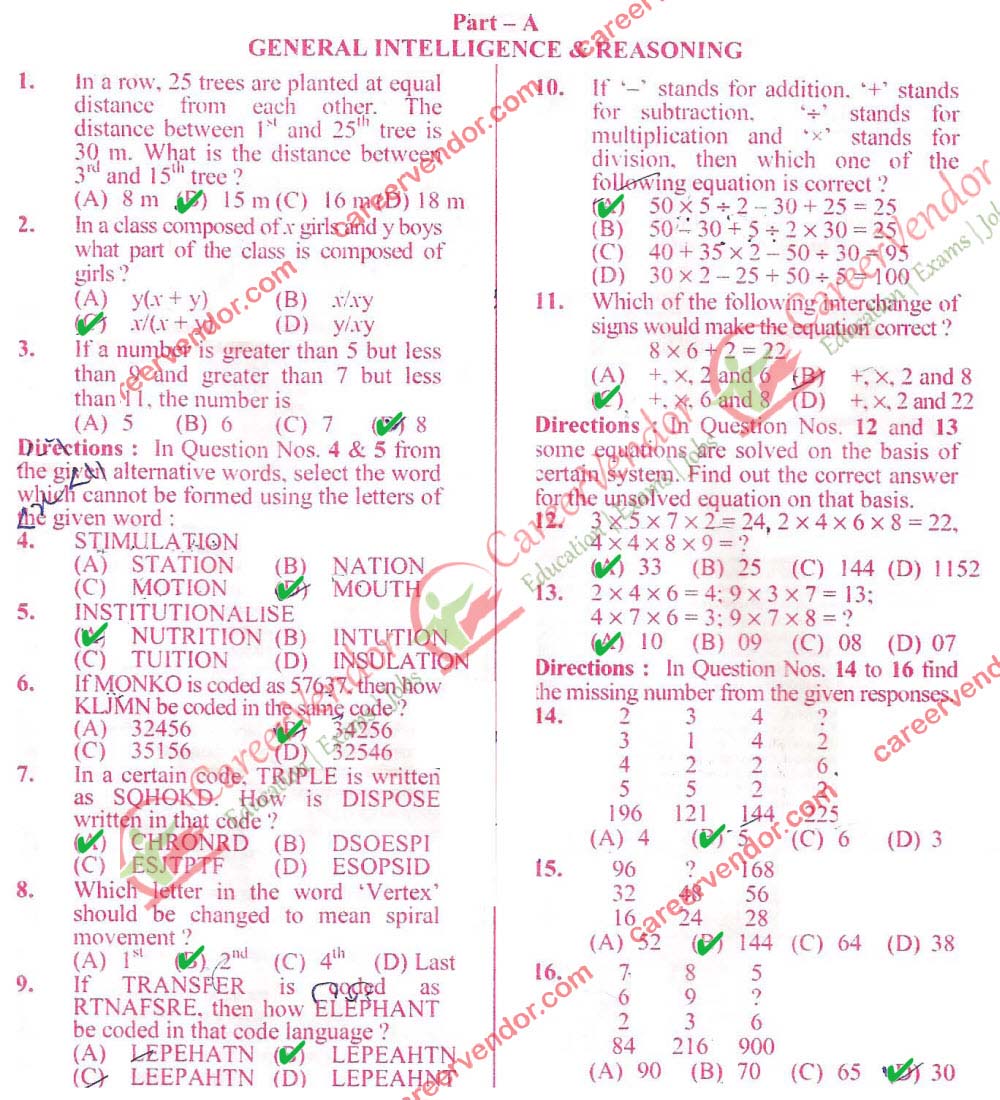 SSC CGL 2014 Tier-1 evening Answer - Page 1