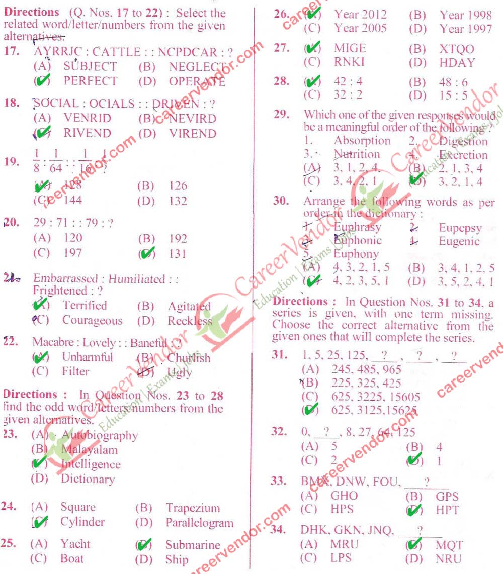 SSC CGL 2014 Tier-1 evening Answer - Page 2