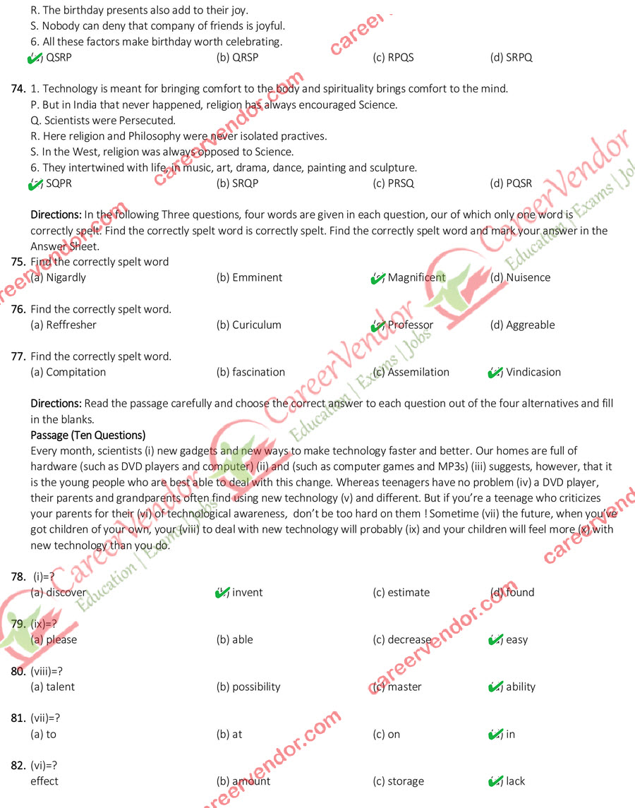 SSC CGL Tier 2 2015 English Answer Key - Page 9