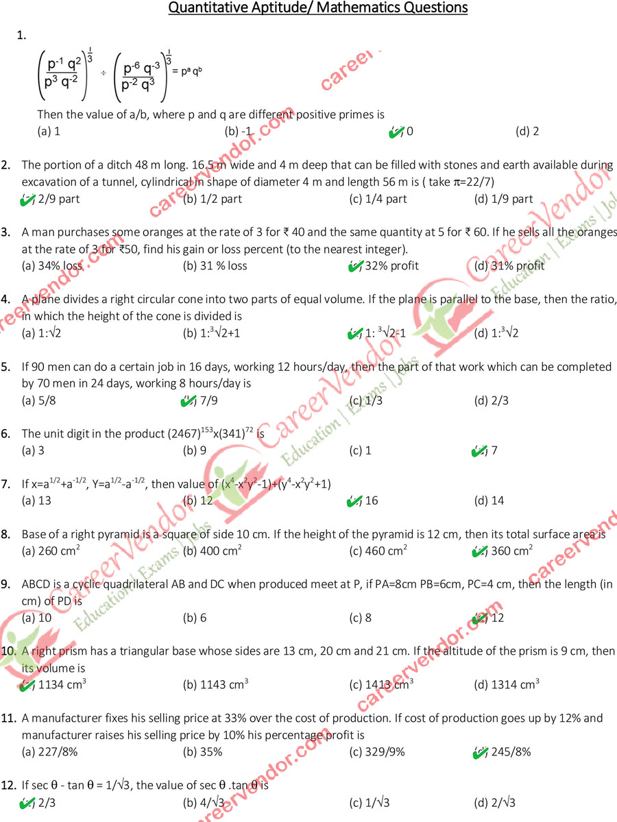 SSC CGL Tier 2 2015 Answer Key - Page 1