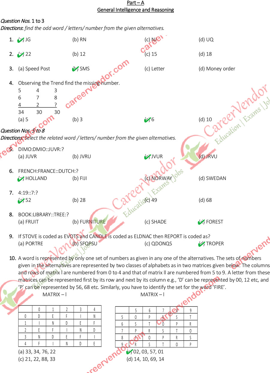SSC GD Constable answer key - Page 1