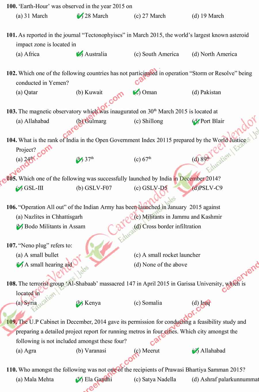 UPPSC Answer Key 2015 Pre - Page 12